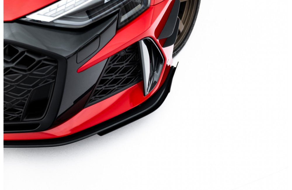 Street Pro Front Splitter + Flaps Audi RS3 Sedan 8Y Facelift - Black + Gloss Flaps
