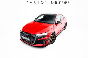 Street Pro Front Splitter + Flaps Audi RS3 Sedan 8Y Facelift - Black + Gloss Flaps