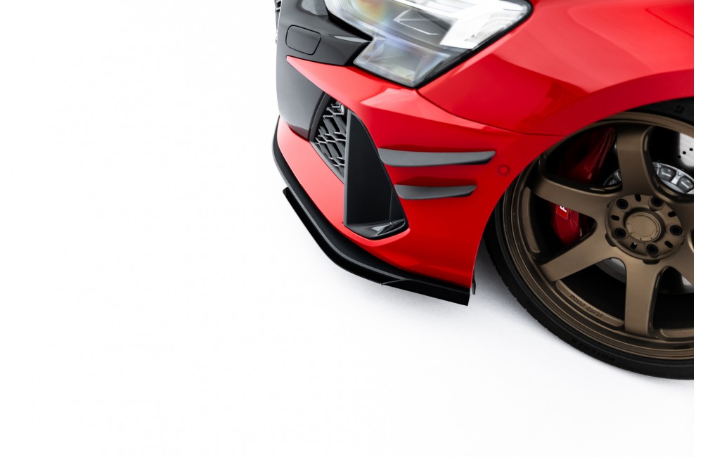 Street Pro Front Splitter + Flaps Audi RS3 Sedan 8Y Facelift - Black + Gloss Flaps