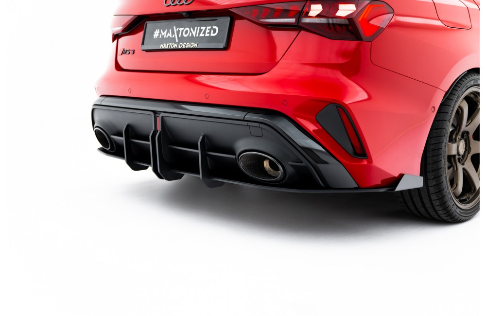 Street Pro Rear Diffuser + Flaps Audi RS3 Sedan 8Y Facelift - Black + Gloss Flaps