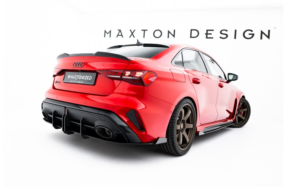 Street Pro Rear Diffuser + Flaps Audi RS3 Sedan 8Y Facelift - Black + Gloss Flaps