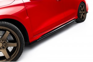 Street Pro Side Skirts Diffusers + Flaps Audi RS3 Sedan 8Y Facelift - Black + Gloss Flaps