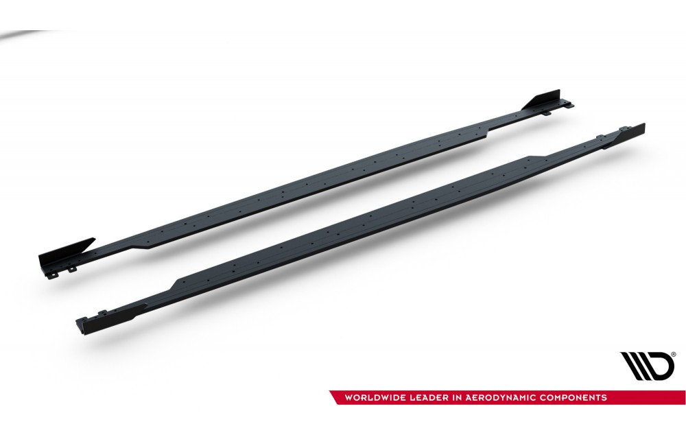 Street Pro Side Skirts Diffusers + Flaps Audi RS3 Sedan 8Y Facelift - Black + Gloss Flaps