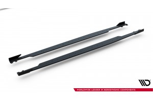 Street Pro Side Skirts Diffusers + Flaps Audi RS3 Sedan 8Y Facelift - Black + Gloss Flaps