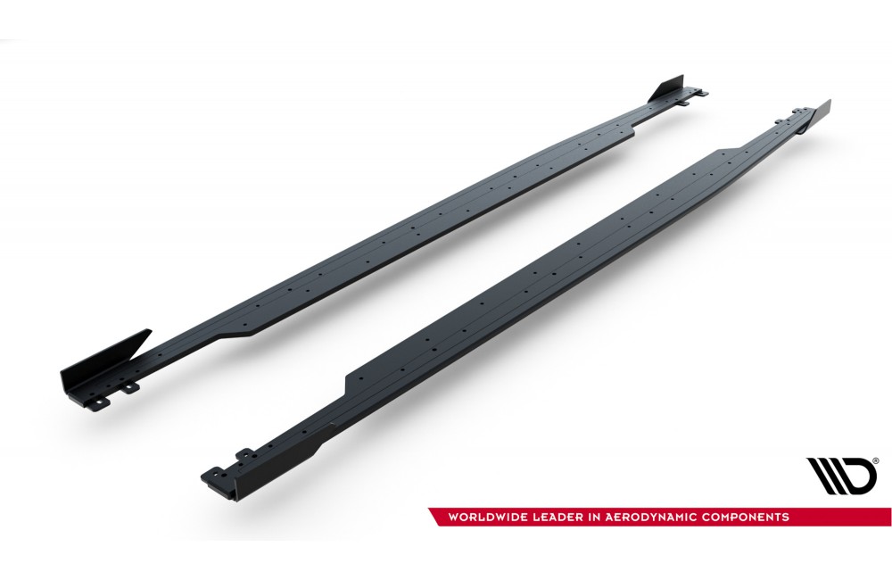 Street Pro Side Skirts Diffusers + Flaps Audi RS3 Sedan 8Y Facelift - Black + Gloss Flaps
