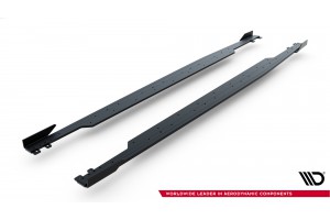 Street Pro Side Skirts Diffusers + Flaps Audi RS3 Sedan 8Y Facelift - Black + Gloss Flaps