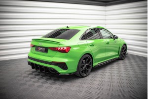 Street Pro Rear Side Splitters + Flaps Audi RS3 Sedan 8Y - Black + Gloss Flaps