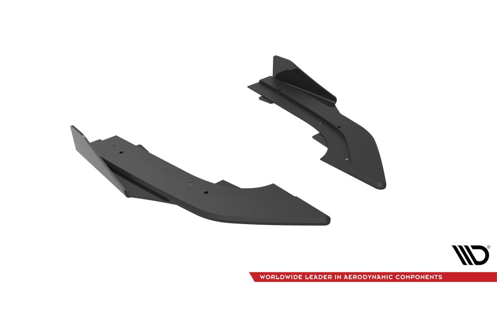 Street Pro Rear Side Splitters + Flaps Audi RS3 Sedan 8Y - Black + Gloss Flaps