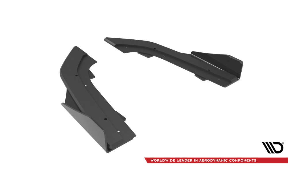 Street Pro Rear Side Splitters + Flaps Audi RS3 Sedan 8Y - Black + Gloss Flaps