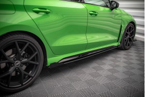 Street Pro Side Skirts Diffusers + Flaps Audi RS3 Sedan 8Y - Black + Gloss Flaps