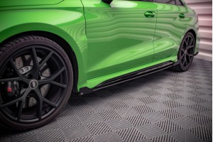 Street Pro Side Skirts Diffusers + Flaps Audi RS3 Sedan 8Y - Black + Gloss Flaps