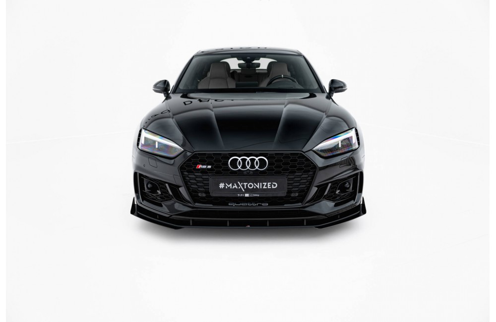 Street Pro Front Splitter + Flaps Audi RS5 Coupe / Sportback F5 - Black + Gloss Flaps