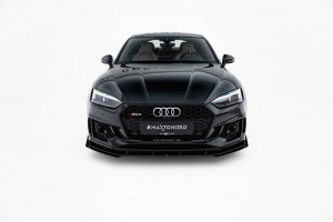 Street Pro Front Splitter + Flaps Audi RS5 Coupe / Sportback F5 - Black + Gloss Flaps