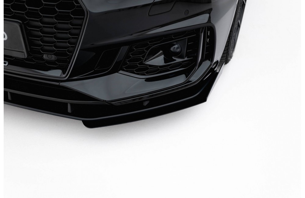 Street Pro Front Splitter + Flaps Audi RS5 Coupe / Sportback F5 - Black + Gloss Flaps