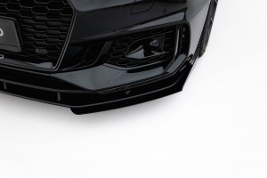 Street Pro Front Splitter + Flaps Audi RS5 Coupe / Sportback F5 - Black + Gloss Flaps