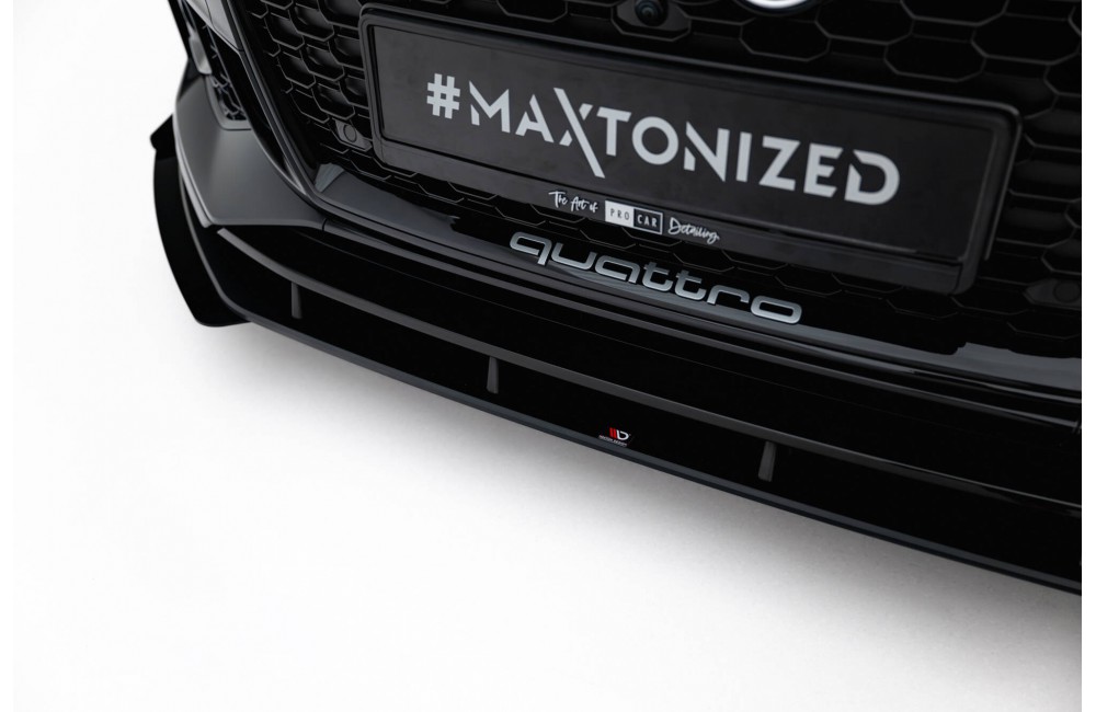 Street Pro Front Splitter + Flaps Audi RS5 Coupe / Sportback F5 - Black + Gloss Flaps