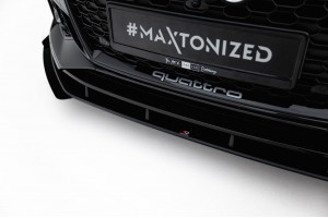 Street Pro Front Splitter + Flaps Audi RS5 Coupe / Sportback F5 - Black + Gloss Flaps