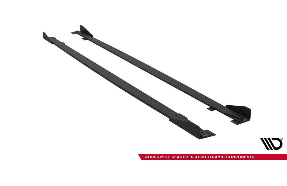 Street Pro Side Skirts Diffusers + Flaps Audi RS5 Sportback F5 - Black + Gloss Flaps