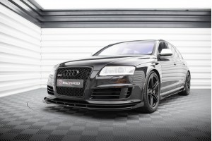 Street Pro Front Splitter + Flaps Audi RS6 Avant C6 - Black + Gloss Flaps