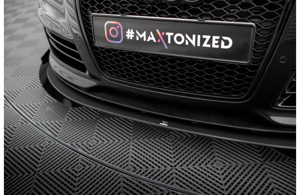 Street Pro Front Splitter + Flaps Audi RS6 Avant C6 - Black + Gloss Flaps