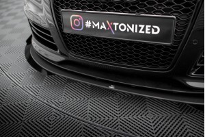 Street Pro Front Splitter + Flaps Audi RS6 Avant C6 - Black + Gloss Flaps