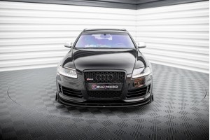 Street Pro Front Splitter + Flaps Audi RS6 Avant C6 - Black + Gloss Flaps