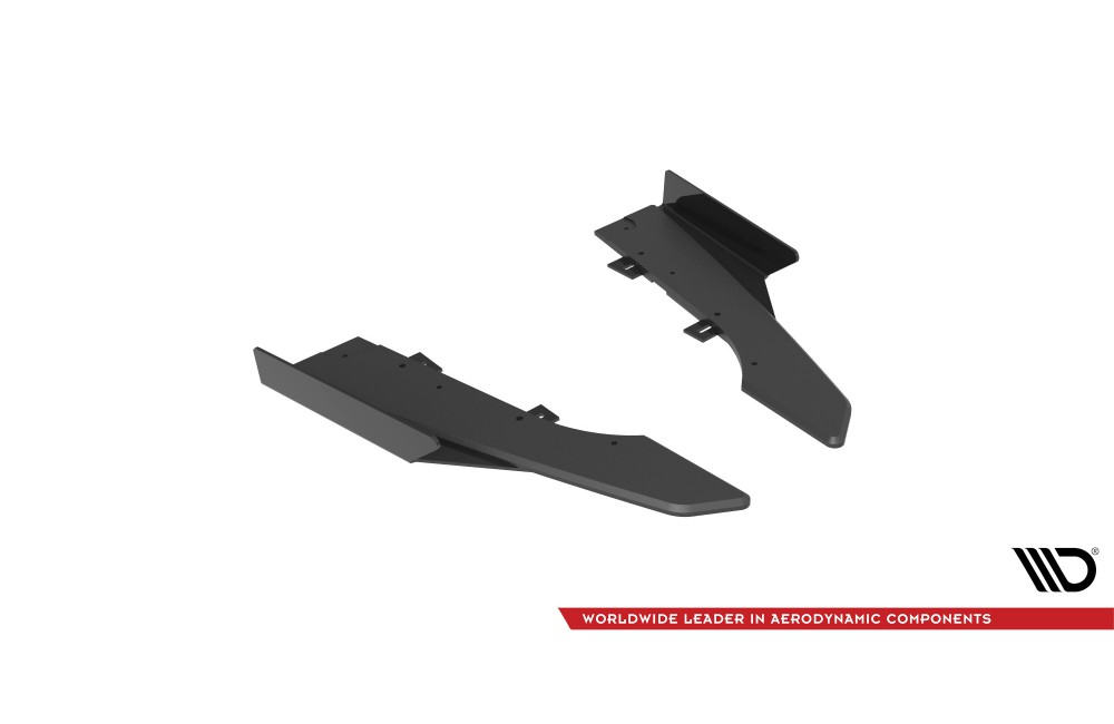 Street Pro Rear Side Splitters + Flaps Audi RS6 Avant C6 - Black + Gloss Flaps