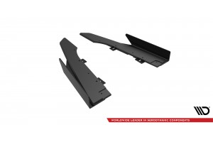 Street Pro Rear Side Splitters + Flaps Audi RS6 Avant C6 - Black + Gloss Flaps