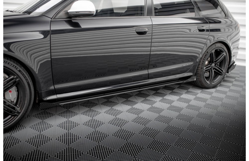 Street Pro Side Skirts Diffusers + Flaps Audi RS6 Avant C6 - Black + Gloss Flaps Street Pro Side Skirts Diffusers + Flaps Audi RS6 Avant C6 - Black + Gloss Flaps