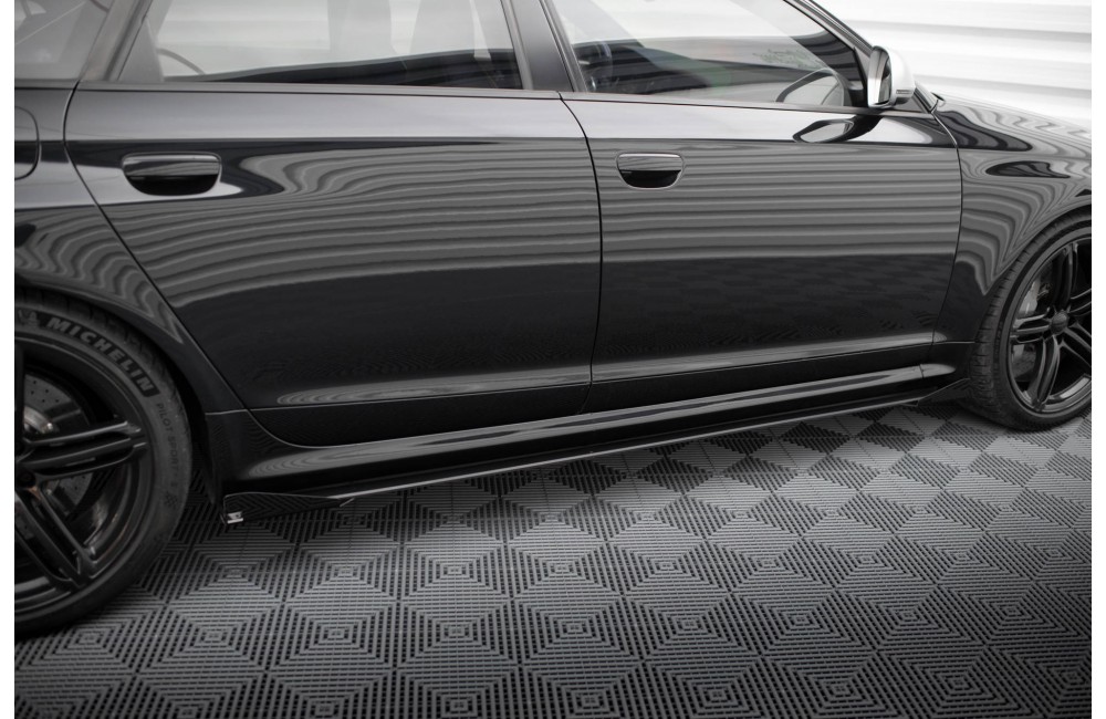 Street Pro Side Skirts Diffusers + Flaps Audi RS6 Avant C6 - Black + Gloss Flaps Street Pro Side Skirts Diffusers + Flaps Audi RS6 Avant C6 - Black + Gloss Flaps