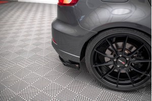 Street Pro Rear Side Splitters + Flaps Audi S3 Sportback 8V Facelift - Black + Gloss Flaps