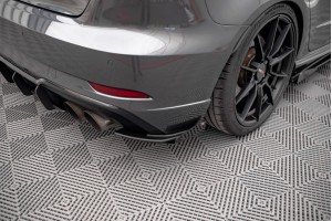 Street Pro Rear Side Splitters + Flaps Audi S3 Sportback 8V Facelift - Black + Gloss Flaps