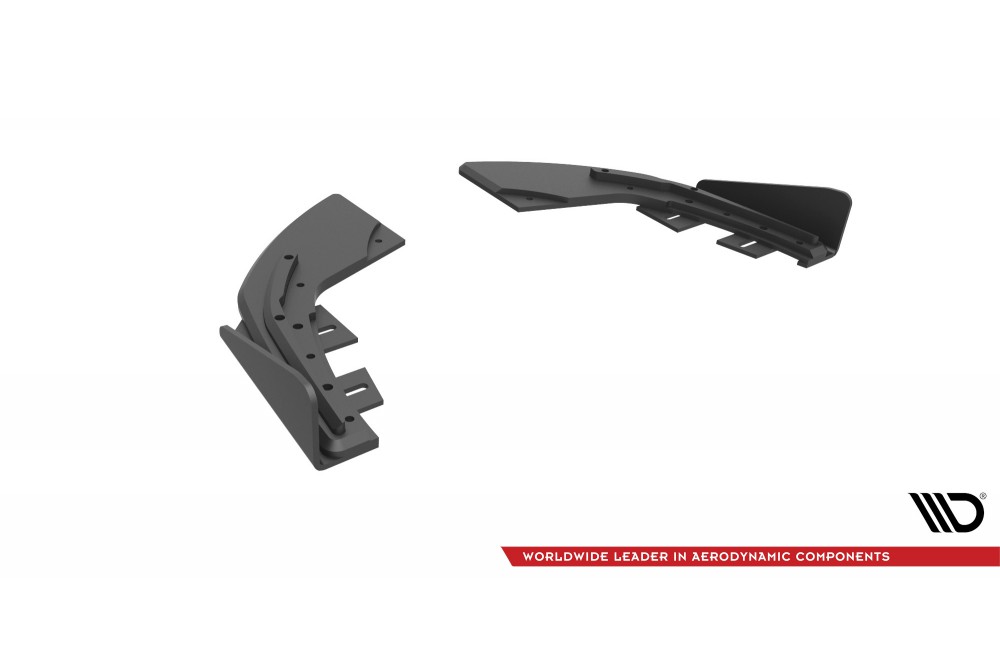 Street Pro Rear Side Splitters + Flaps Audi S3 Sportback 8V Facelift - Black + Gloss Flaps