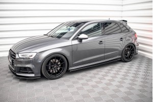 Street Pro Side Skirts Diffusers Audi S3 / A3 S-Line Sportback 8V Facelift - Black Street Pro Side Skirts Diffusers Audi S3 / A3 S-Line Sportback 8V Facelift - Black