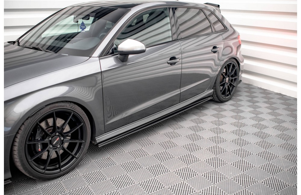 Street Pro Side Skirts Diffusers Audi S3 / A3 S-Line Sportback 8V Facelift - Black Street Pro Side Skirts Diffusers Audi S3 / A3 S-Line Sportback 8V Facelift - Black