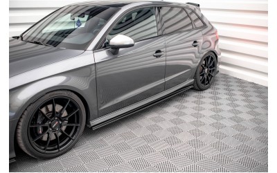 Street Pro Side Skirts Diffusers Audi S3 / A3 S-Line Sportback 8V Facelift - Black