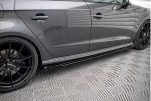 Street Pro Side Skirts Diffusers + Flaps Audi S3 / A3 S-Line Sportback 8V Facelift - Black + Gloss Flaps Street Pro Side Skirts Diffusers + Flaps Audi S3 / A3 S-Line Sportback 8V Facelift - Black + Gloss Flaps