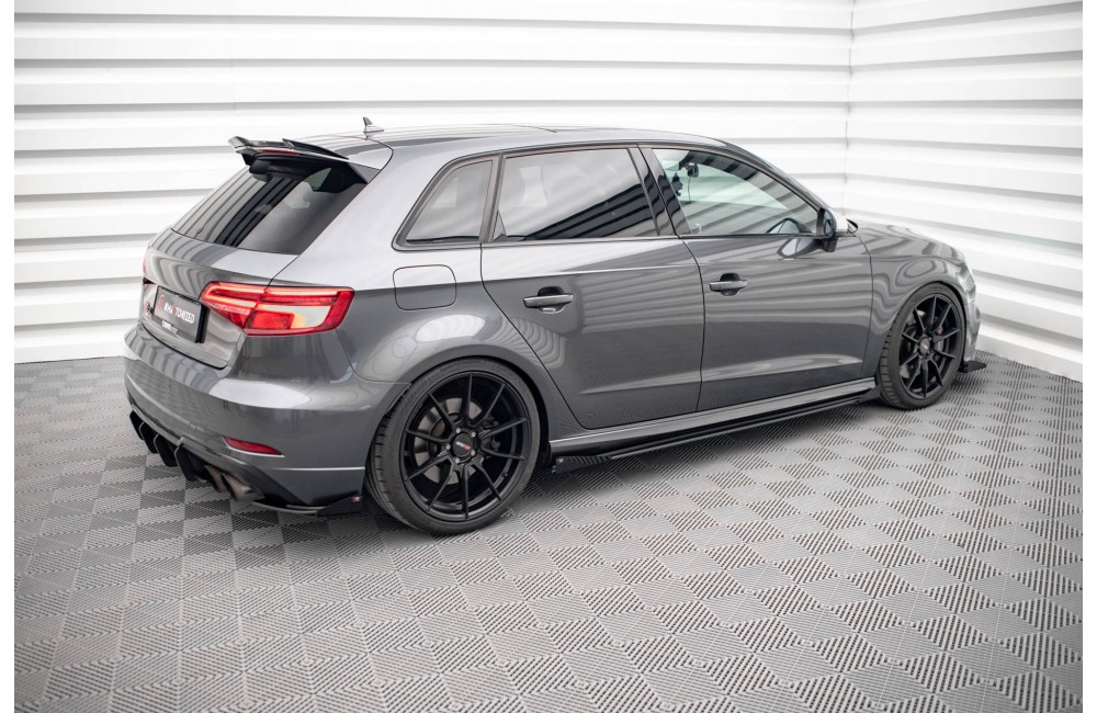 Street Pro Side Skirts Diffusers + Flaps Audi S3 / A3 S-Line Sportback 8V Facelift - Black + Gloss Flaps Street Pro Side Skirts Diffusers + Flaps Audi S3 / A3 S-Line Sportback 8V Facelift - Black + Gloss Flaps