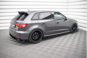 Street Pro Side Skirts Diffusers + Flaps Audi S3 / A3 S-Line Sportback 8V Facelift - Black + Gloss Flaps Street Pro Side Skirts Diffusers + Flaps Audi S3 / A3 S-Line Sportback 8V Facelift - Black + Gloss Flaps