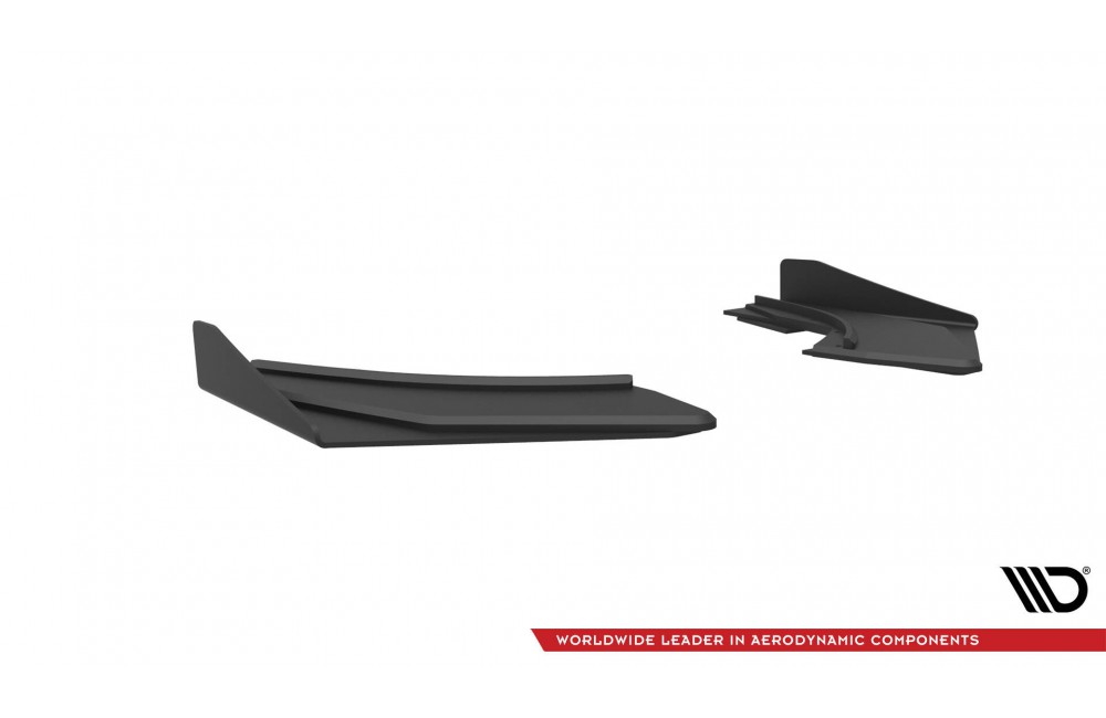 Street Pro Rear Side Splitters + Flaps Audi S3 Sedan 8V - Black + Gloss Flaps