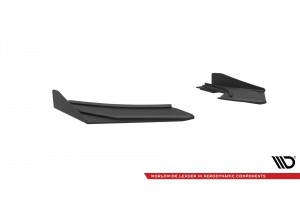 Street Pro Rear Side Splitters + Flaps Audi S3 Sedan 8V - Black + Gloss Flaps