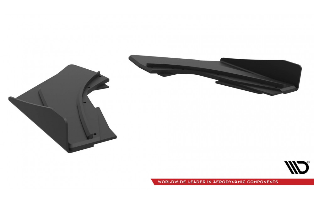 Street Pro Rear Side Splitters + Flaps Audi S3 Sedan 8V - Black + Gloss Flaps