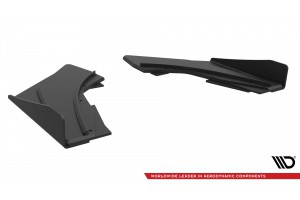 Street Pro Rear Side Splitters + Flaps Audi S3 Sedan 8V - Black + Gloss Flaps