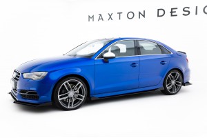 Street Pro Side Skirts Diffusers + Flaps Audi S3 / A3 S-Line Sedan 8V - Black + Gloss Flaps Street Pro Side Skirts Diffusers + Flaps Audi S3 / A3 S-Line Sedan 8V - Black + Gloss Flaps