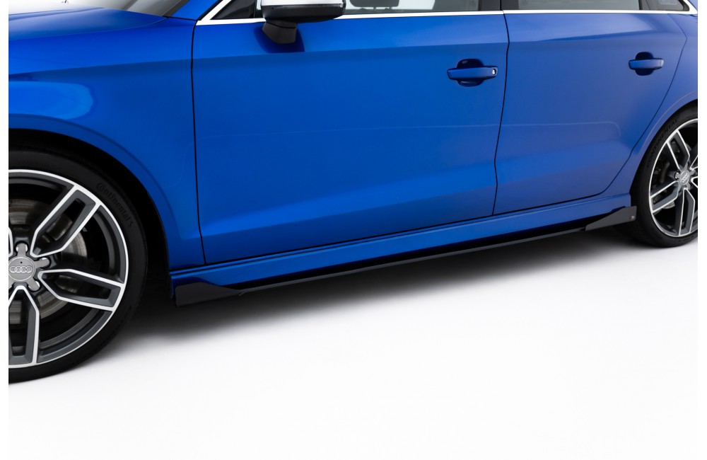 Street Pro Side Skirts Diffusers + Flaps Audi S3 / A3 S-Line Sedan 8V - Black + Gloss Flaps Street Pro Side Skirts Diffusers + Flaps Audi S3 / A3 S-Line Sedan 8V - Black + Gloss Flaps