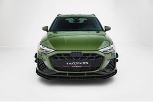 Street Pro Front Splitter + Flaps Audi A3 S-Line Sedan / S3 Sedan 8Y Facelift - Black + Gloss Flaps