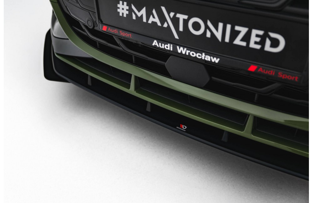 Street Pro Front Splitter + Flaps Audi A3 S-Line Sedan / S3 Sedan 8Y Facelift - Black + Gloss Flaps