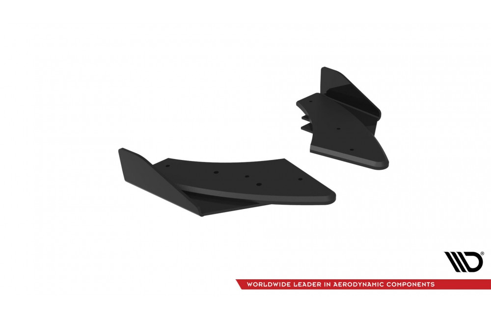Street Pro Rear Side Splitters + Flaps Audi S3 Sportback 8Y Facelift - Black + Gloss Flaps