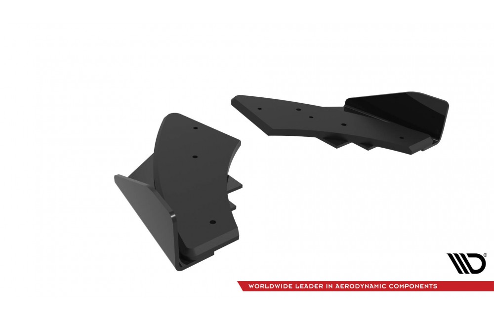 Street Pro Rear Side Splitters + Flaps Audi S3 Sportback 8Y Facelift - Black + Gloss Flaps