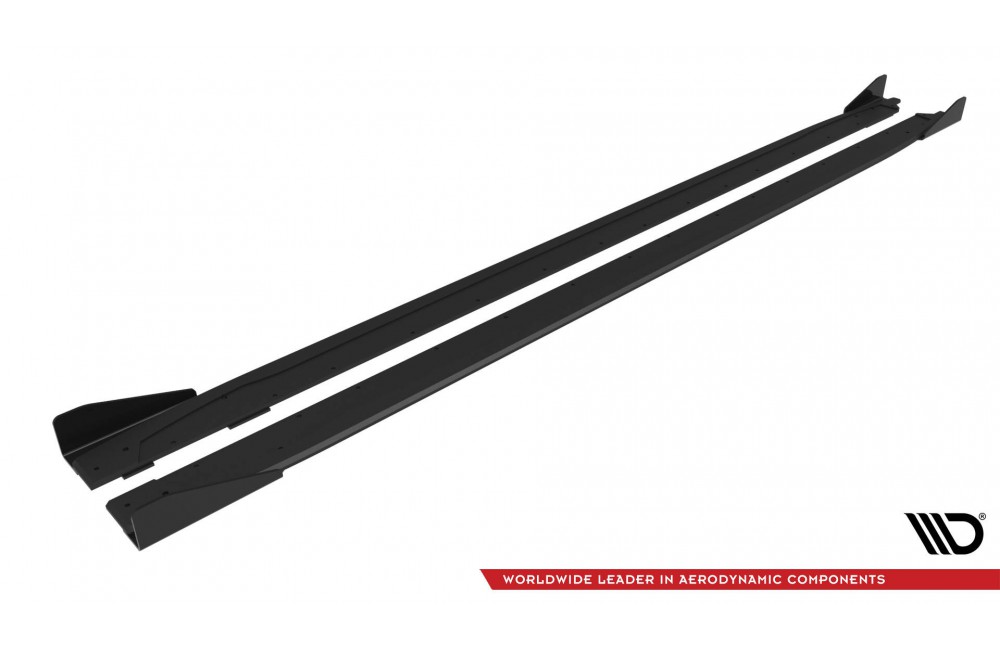 Street Pro Side Skirts Diffusers + Flaps Audi S3 Sportback / A3 S-line Sportback 8Y Facelift - Black + Gloss Flaps Street Pro Side Skirts Diffusers + Flaps Audi S3 Sportback / A3 S-line Sportback 8Y Facelift - Black + Gloss Flaps